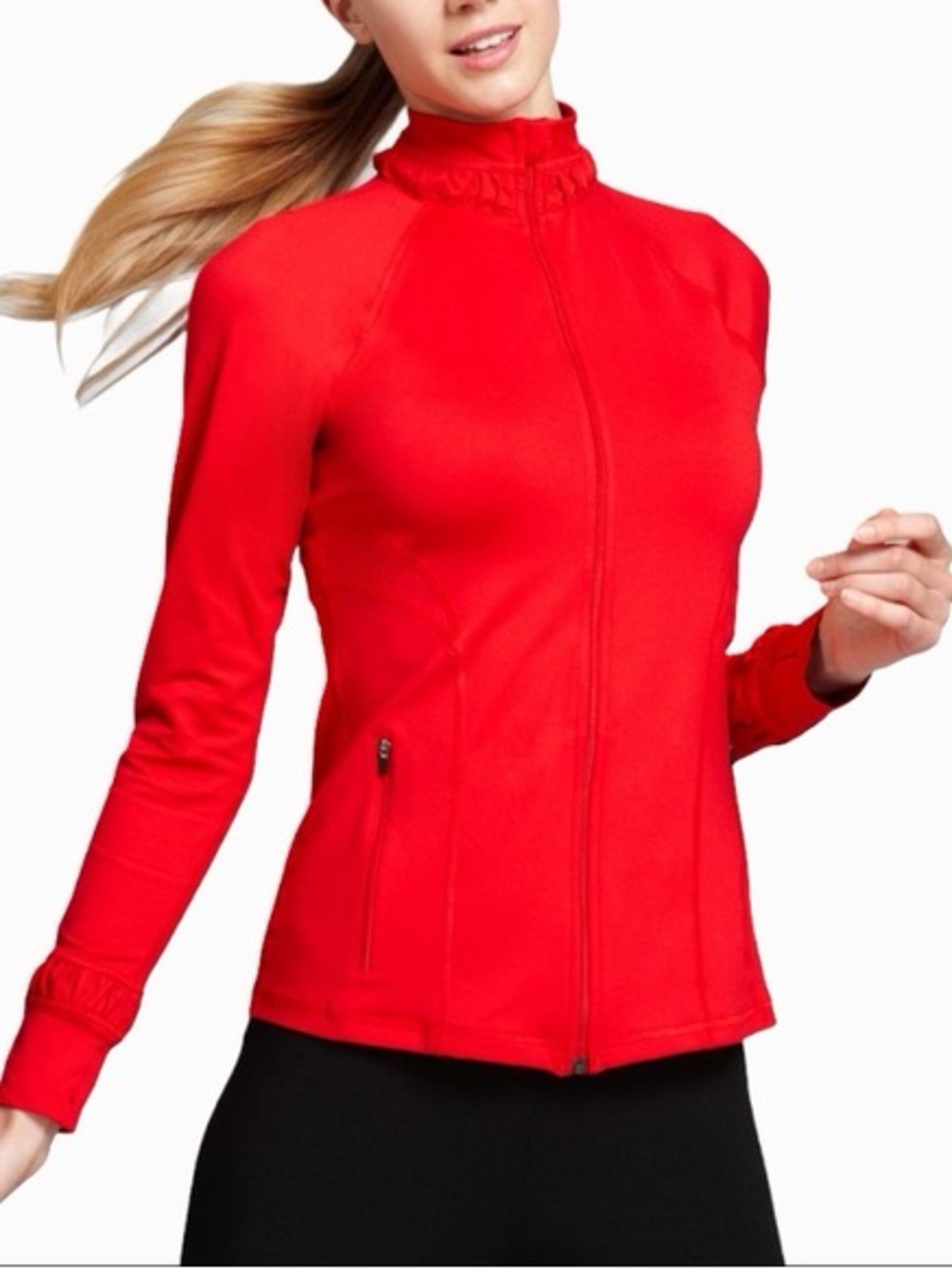 SPANX Red Full-Zip Utility Jacket